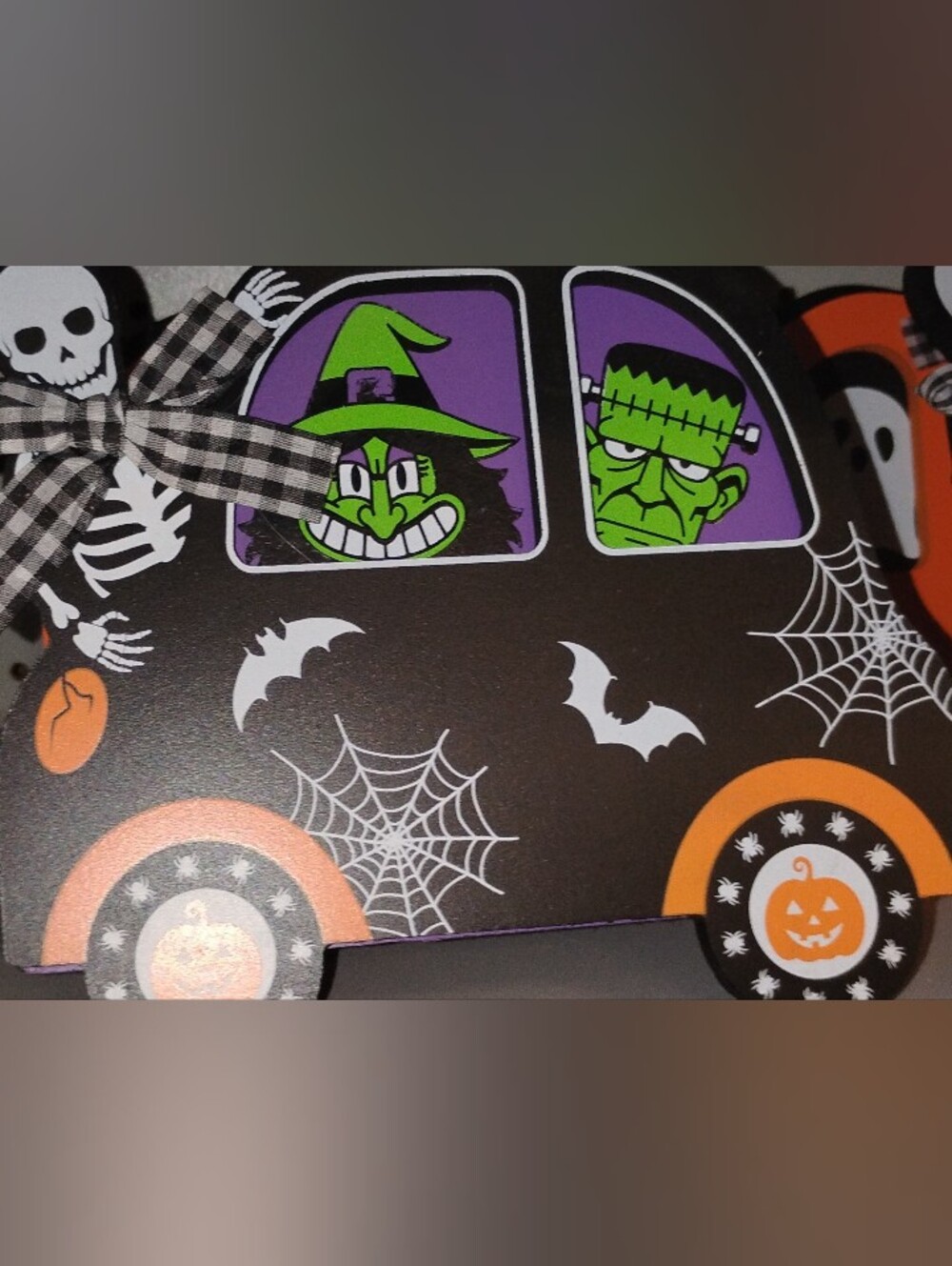 Halloween Witch & Frankenstein Decoration - Purple and Green